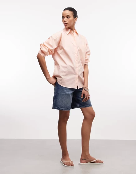 Женская рубашка ASOS Design из хлопка, персиковая