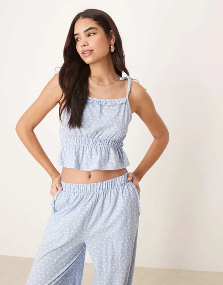 Топ-майка ASOS DESIGN mix &match с принтом в виде голубой ромашки blue daisy