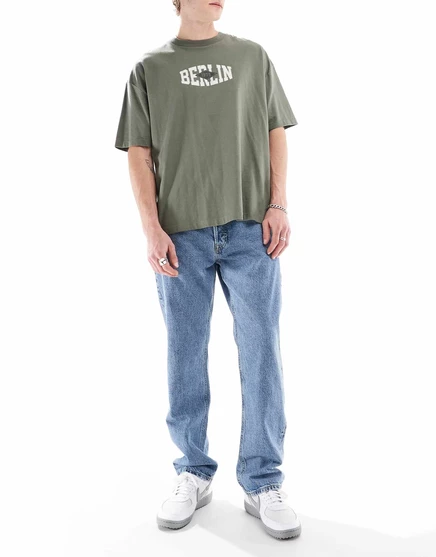 Джинсы Jack &Jones Chris с прямыми штанинами винтажного синего цвета mid blue sq060