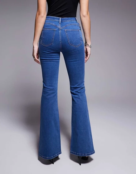 Джинсы-клеш ASOS DESIGN Hourglass power stretch sculpt темного цвета со средней степенью стирки dark mid wash