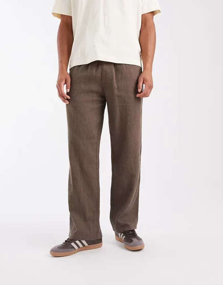 Мужские свободные брюки Jack & Jones с жатой фактурой, бежевые