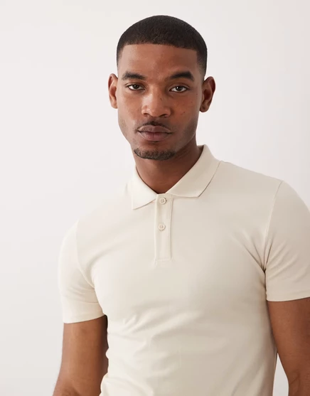 Мужское поло ASOS Design Essentials Muscle Fit, темно-серое