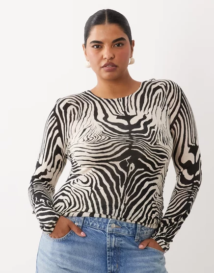 Женский топ ASOS Curve с принтом зебры