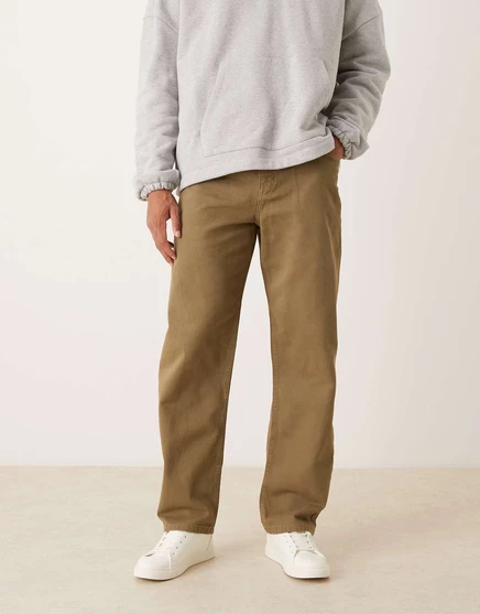 Мешковатые брюки ASOS DESIGN цвета хаки со складками khaki