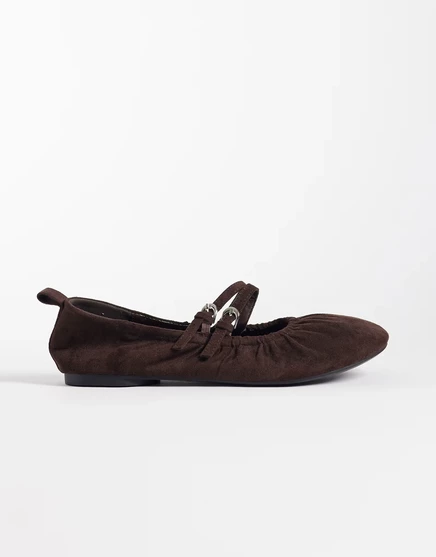 Женские балетки London Rebel Wide Fit Mia из искусственной замши, шоколадные