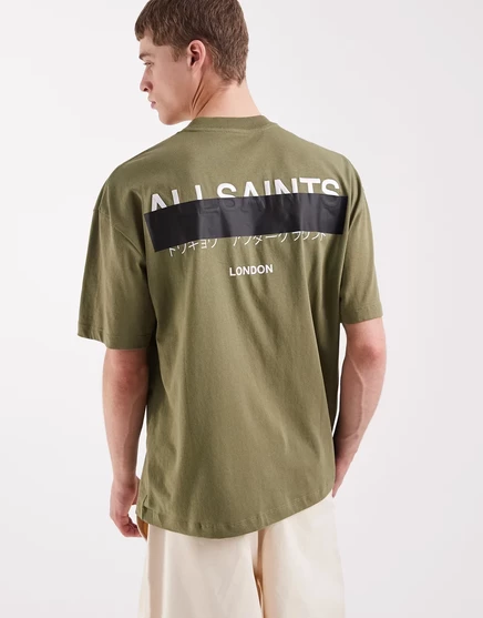 Мужская футболка AllSaints Redact с вышивкой, зеленая