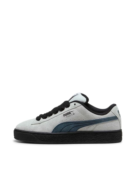 Кроссовки PUMA Suede XL серого цвета с черными и синими деталями gray