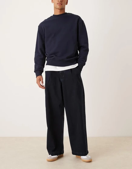 ДИЗАЙНЕРСКИЕ супер мешковатые джинсы в складку черного цвета от ASOS DESIGN indigo