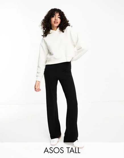 Черные базовые широкие брюки из джерси ASOS DESIGN Tall black