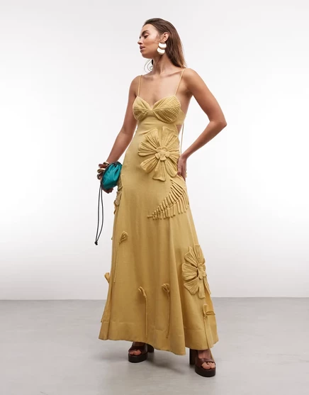Женское макси-платье ASOS Design с аппликацией, желтое