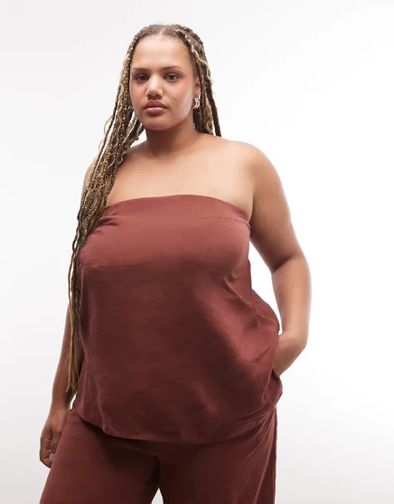 Женский удлинённый бандо ASOS Curve, шоколадный