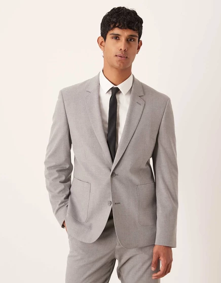 Приталенный пиджак от ASOS DESIGN в серую клетку gray