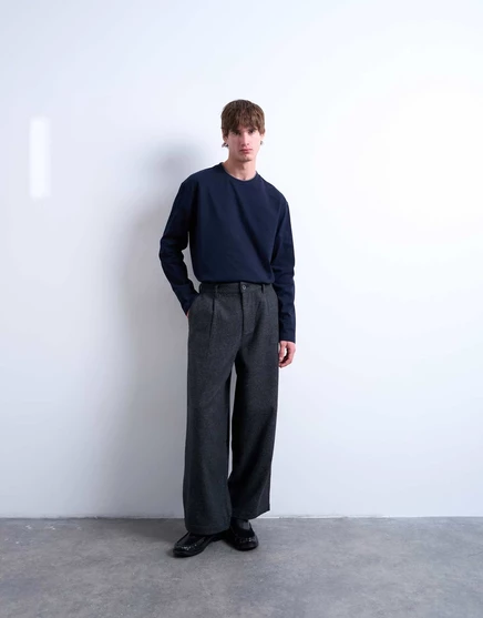 Мужские брюки Topman Barrel Leg, серые в елочку