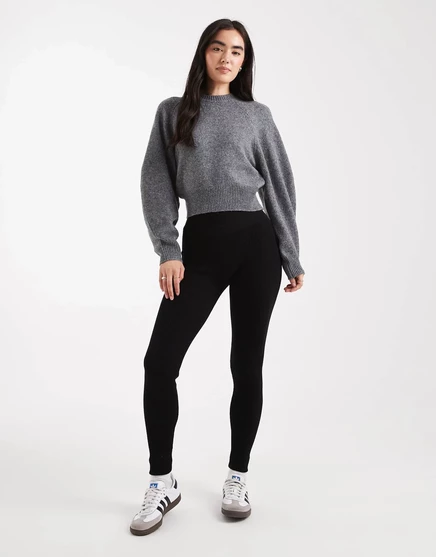 Уютные леггинсы из трикотажа в рубчик Miss Selfridge черного цвета black