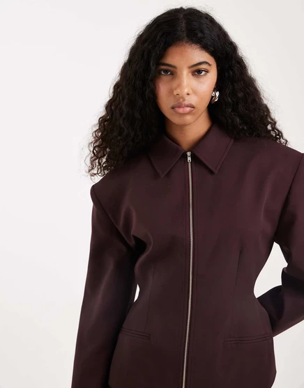 Женская куртка ASOS Design на молнии с кулиской, бордовая