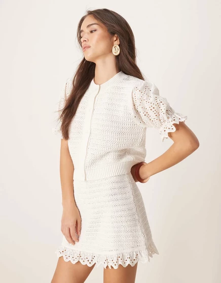 Кардиган ASOS DESIGN stitch interest с ткаными рукавами белого цвета - часть комплекта white