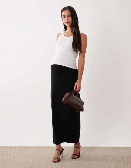 Макси-юбка из трикотажа для беременных ASOS DESIGN column черного цвета black