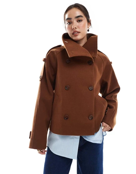 Женское укороченное тренч-пальто ASOS Design, терракотовое
