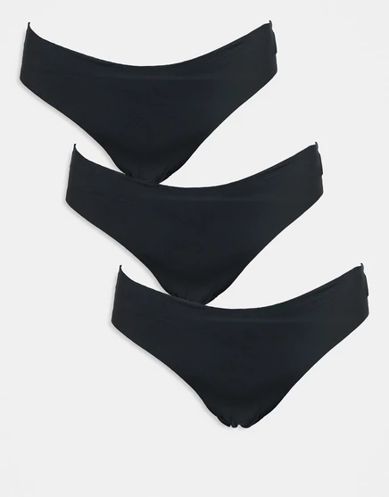 Бразильские трусы ASOS DESIGN Curve 3 в упаковке без vpl черного цвета black