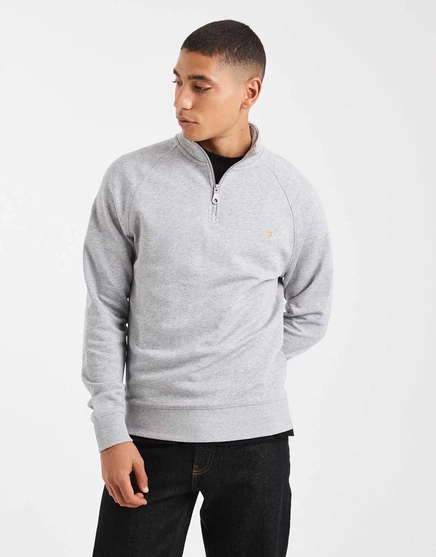 Светло-серая толстовка Farah jim на молнии до половины длины 042 light heather gray