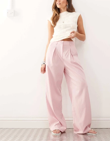 Новые винтажные мешковатые брюки в розовую полоску, сшитые на заказ pink