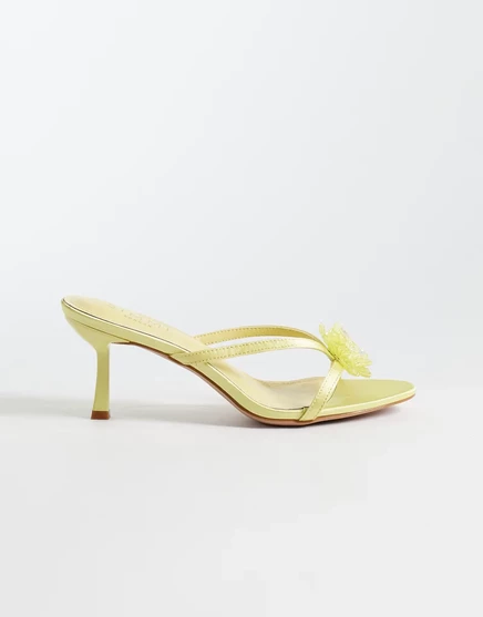 Женские мюли SIMMI Shoes Elowen с цветком, желтые атласные