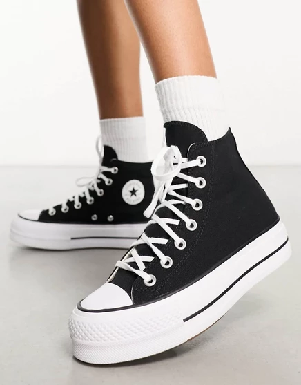 Черные кроссовки на платформе из парусины Converse Chuck Taylor All Star Hi Lift black
