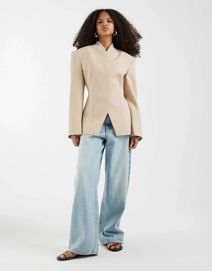 Женский пиджак ASOS Design с запахом, бежевый