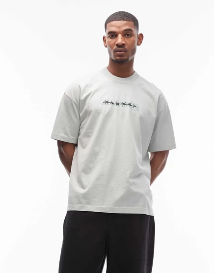 Футболка с необычным рисунком AllSaints светло-зеленого цвета frost green