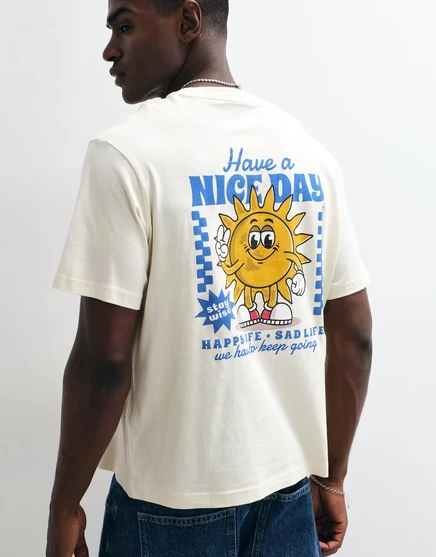 Мужская футболка Jack & Jones Sun Cartoon, кремовая