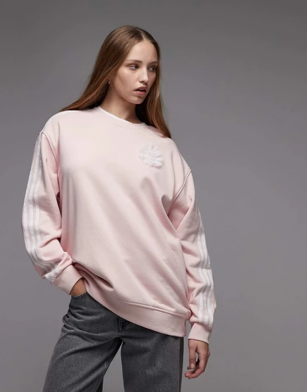 Женский свитшот adidas Originals Adiluna с рюшей и логотипом, розовый