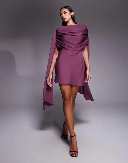 Женское мини-платье ASOS Design атласное, виноградное