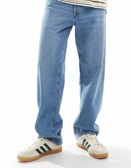 Джинсы Jack &Jones Eddie свободного кроя из плотной ткани темно-синего цвета  blue denim