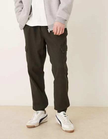 Зауженные брюки-карго ASOS DESIGN из ткани, окрашенной серой green