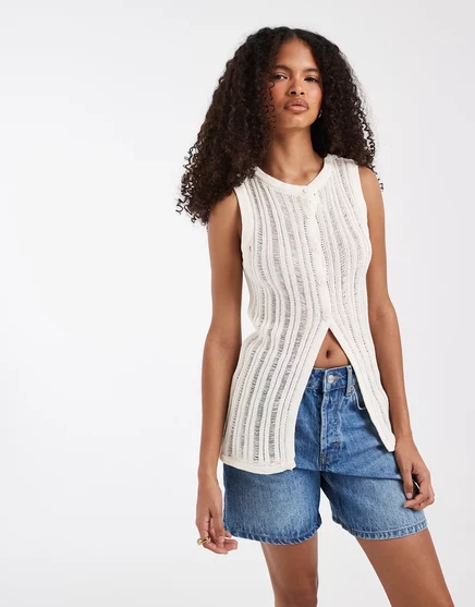 Женский топ ASOS Design с лестничным узором, розовый
