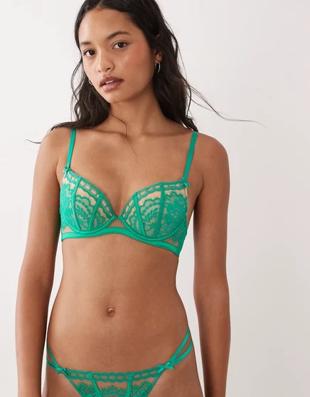 Женский бюстгальтер Ann Summers Caged Lace пуш-ап с косточками, зеленый