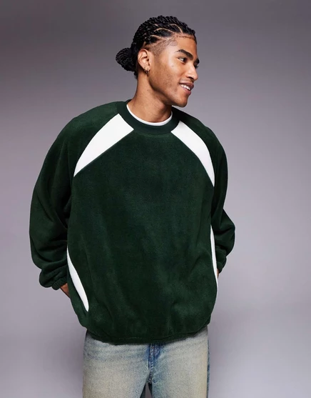 Мужской оверсайз флисовый свитшот asos design, зеленый