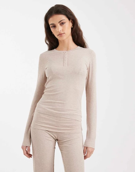 Женский ночной топ Cotton On хенли с длинным рукавом, меланж