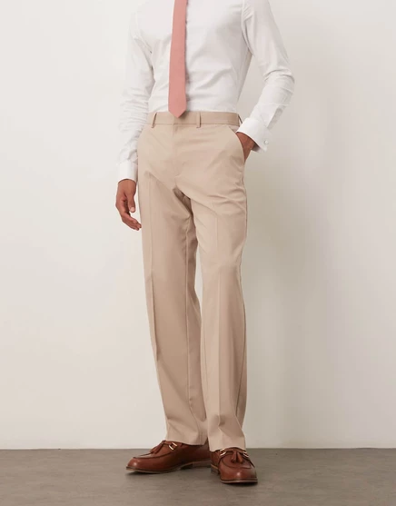 Дизайнерские прямые костюмные брюки ASOS бежевого цвета beige