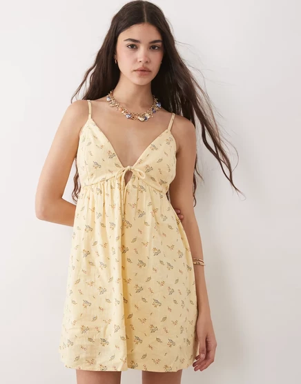 Женское мини-платье-скорт Abercrombie & Fitch, желтое