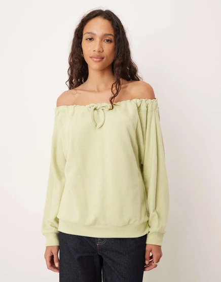 Светло-зеленая толстовка ASOS DESIGN с мягкими на ощупь завязками на плечах light green