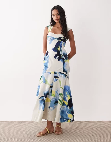 Женское платье макси ASOS Design с завязкой, синий