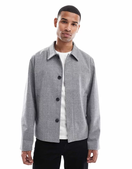 Свободный жакет из полушерстяной ткани Jack &Jones серого цвета light gray melange