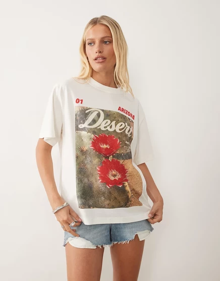 Женская оверсайз футболка ASOS Design Arizona, кремовая