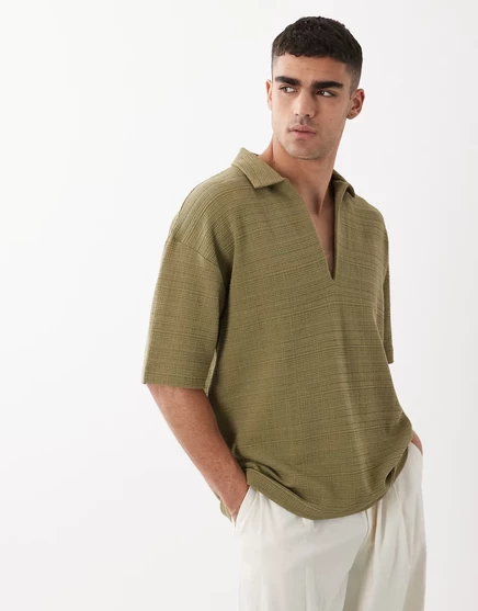 Мужское поло ASOS Design оверсайз, оливковое