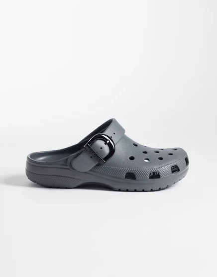 Классические сабо Crocs с эмалевой пряжкой темно-серого цвета