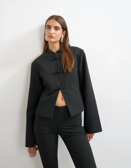 Женский блейзер Topshop с воротником-стойкой, черный
