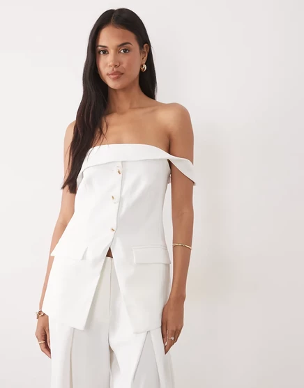 Женская жилетка ASOS Design бандо на пуговицах, белая