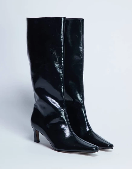 Черные сапоги до колена с острым носком от Topshop Tanya black