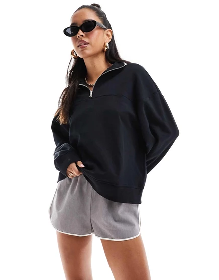 Худи asos design с полумолнией, черное